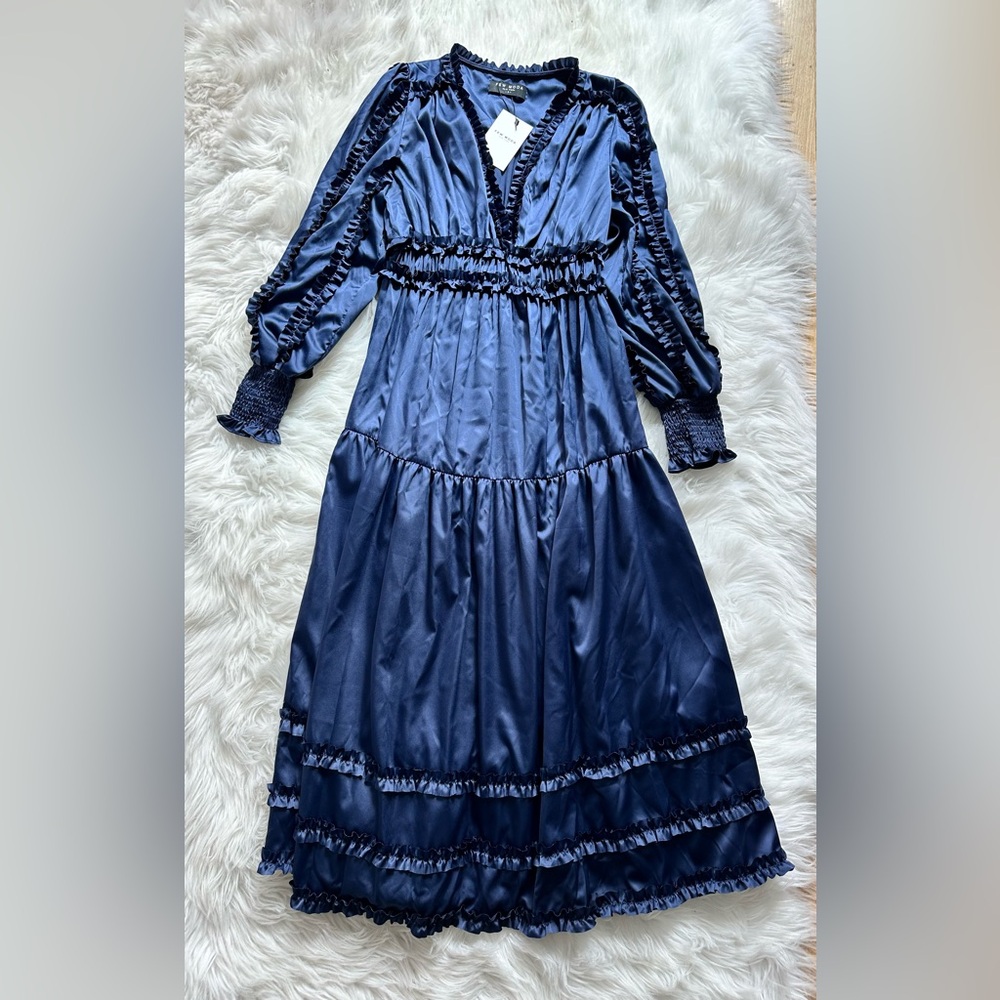 NWT Few Moda Tianna Midi Dress Navy Small
